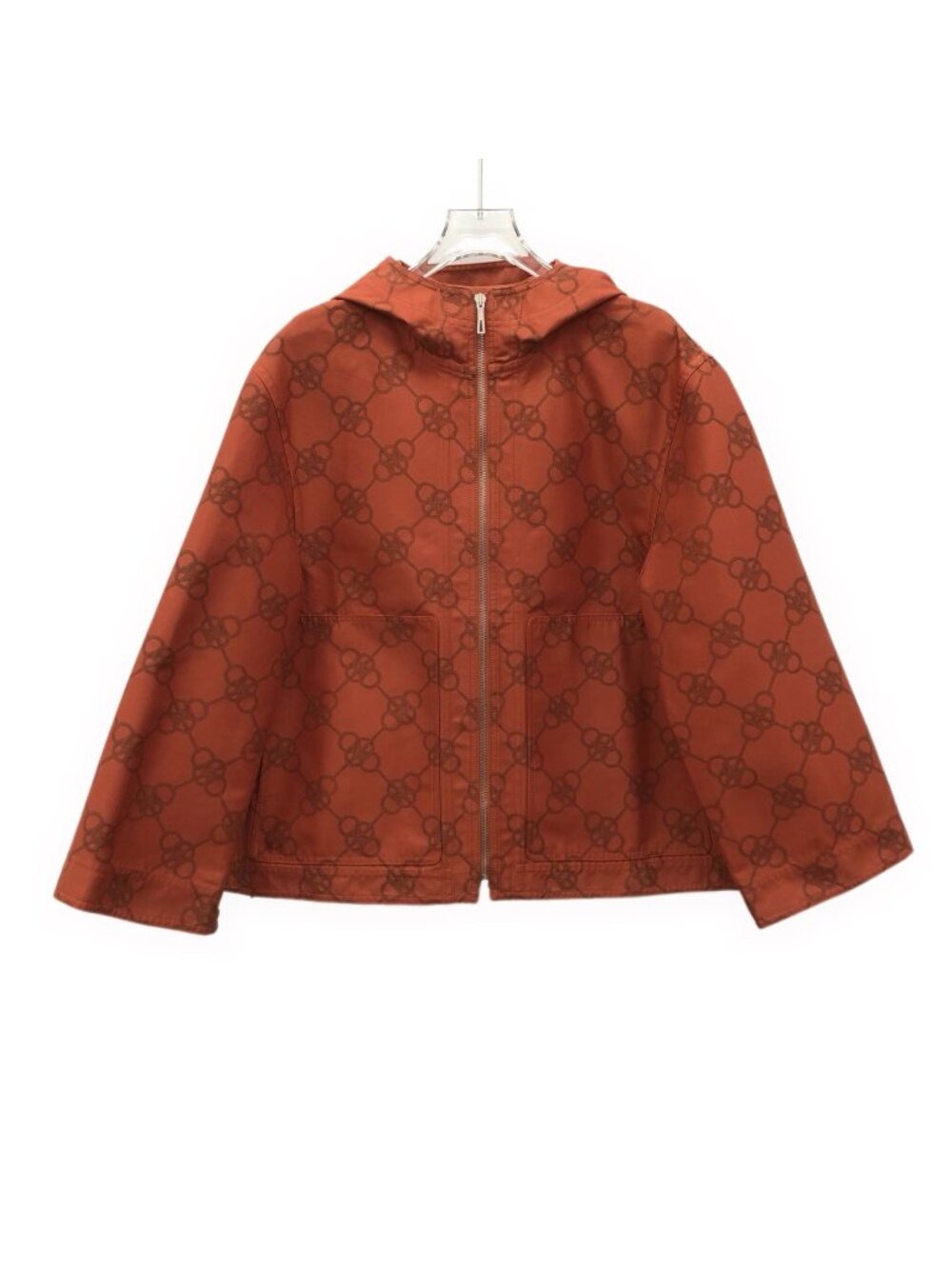 Hermès “Cliquetis” Red Lock Motif Hooded Zip Jacket